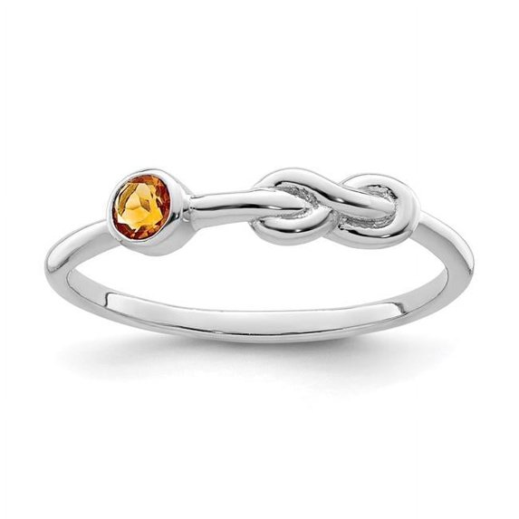 Finest Gold Sterling Silver Rhodium-plated Polished Infinity Citrine Ring, Size 8