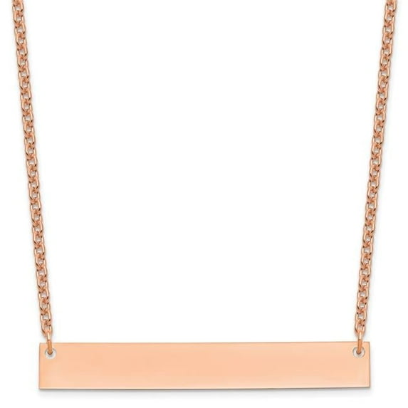 Finest Gold Sterling Silver Rose-Plated Large Polished Blank Bar Necklace