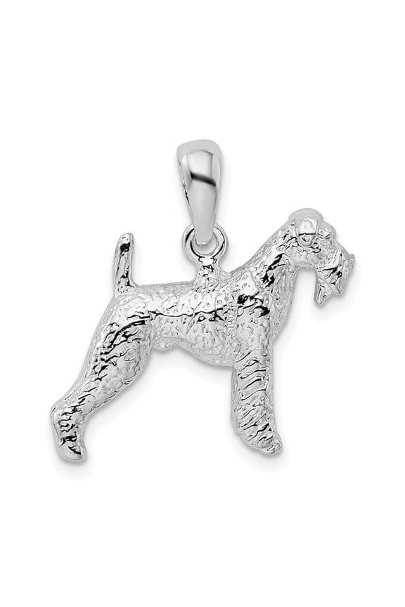 Sterling Silver Textured 3D Airedale Terrier Pendant