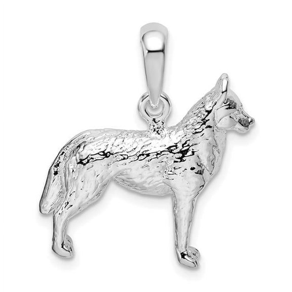 Finest Gold Sterling Silver Textured 3D Siberian Husky Pendant
