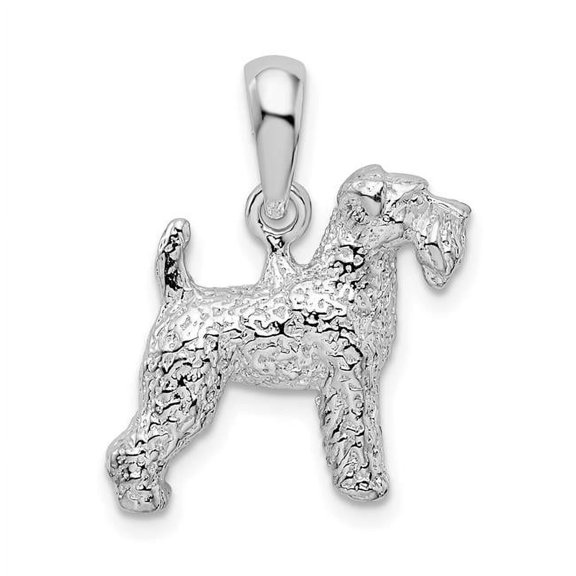Finest Gold Sterling Silver Textured 3D Welsh Terrier Pendant
