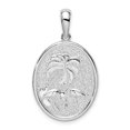 thumbnail image 1 of Finest Gold Sterling Silver Textured Flamingos & Palm Tree Oval Pendant, 1 of 3