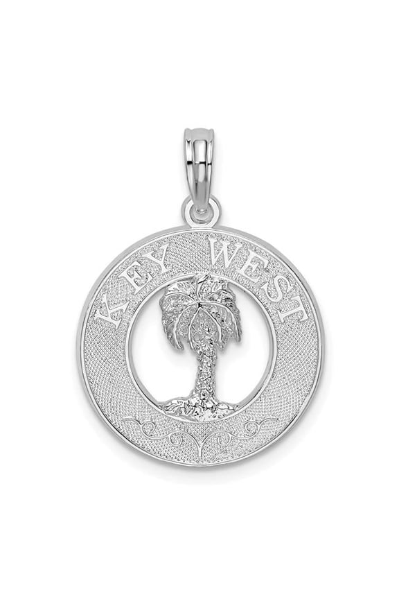 Sterling Silver Textured Key West with Palm Tree Pendant