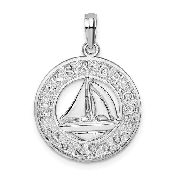 Finest Gold Sterling Silver Textured Turks & Caicos with Sailboat Pendant