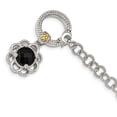 thumbnail image 1 of Finest Gold Sterling Silver Two-Tone with 14K Accent Onyx & Diamond 7.5 in. Toggle Bracelet, 1 of 3