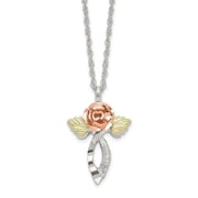 Finest Gold Sterling Silver with 12k Accents & SS Chain Black Hills Gold Necklace