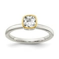 thumbnail image 1 of Shey Couture Sterling Silver Rhodium-plated with 14K Accent Polished Cushion-cut White Topaz Ring QTC1735, 1 of 4