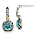 thumbnail image 1 of Shey Couture Sterling Silver with 14K Accent Antiqued Cushion Checkerboard Blue Topaz Post Dangle Earrings QTC1608, 1 of 2