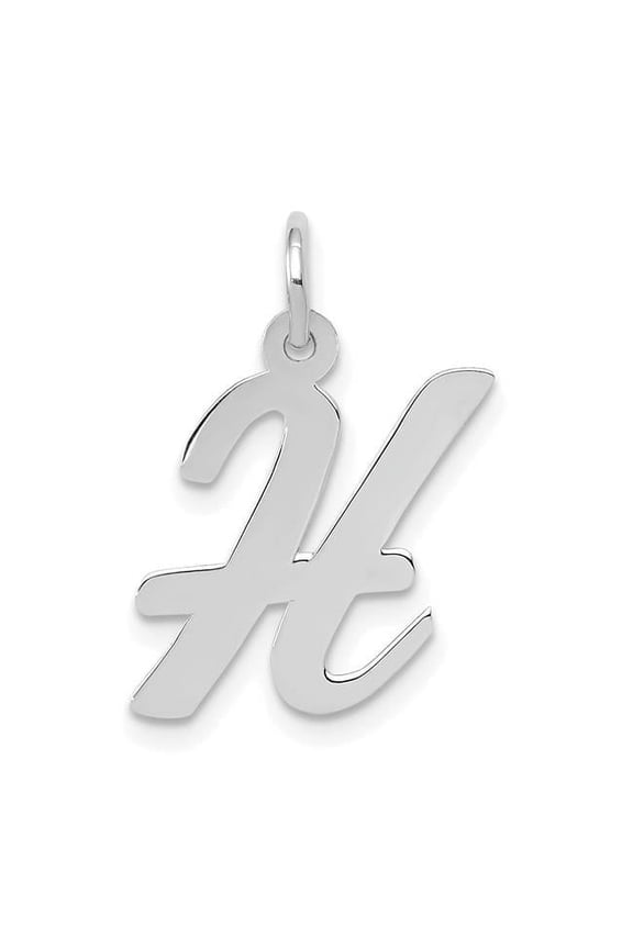 14k White Gold Medium Script Letter H Initial Charm YC661H