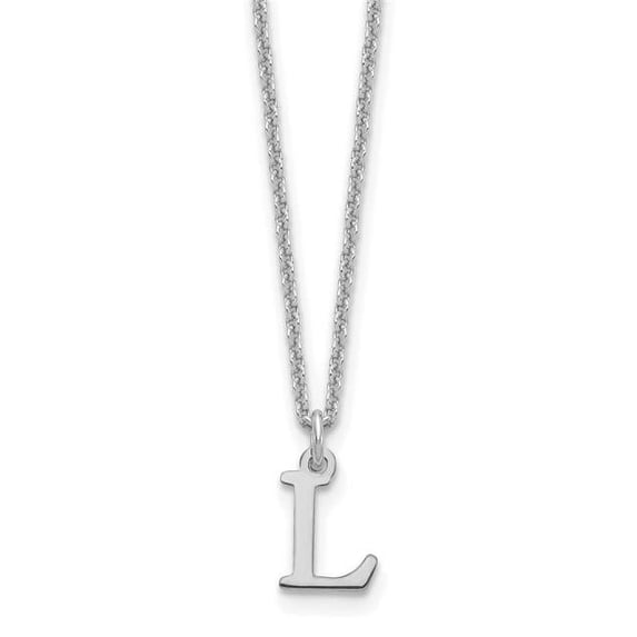 Finest Gold10XNA727W-L 10K White Gold Cutout Letter L Initial Necklace