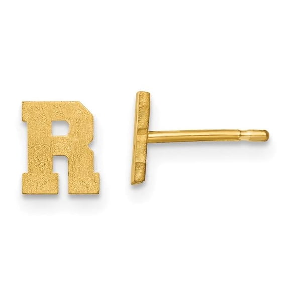 Finest Gold10XNE45Y-R 10K Yellow Gold Brushed Initial Letter R Post Earrings