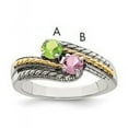 thumbnail image 1 of Finest GoldQMR13-2-6 Sterling Silver & 14K Two Stone Mounting Mother Ring, Two-Tone - Size 6, 1 of 7