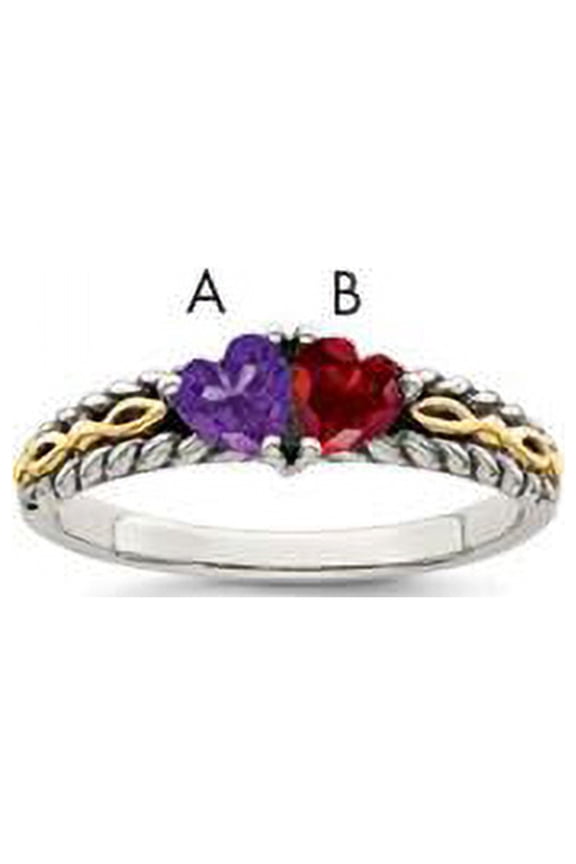 QMR16-2-9 Sterling Silver & 14K Two-Stone Mothers Mounting Ring - Two Tone
