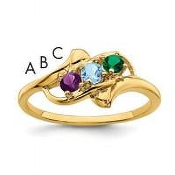 Finest GoldXMR14-3-7 14K Yellow Gold Polished 3-Stone Mothers Ring Mounting - Size 7
