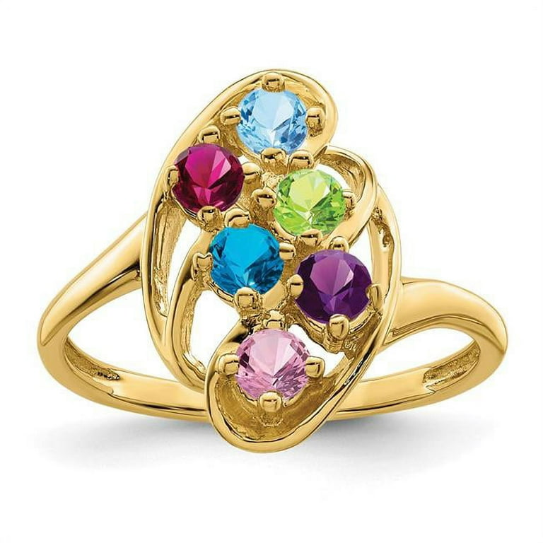 Mothers ring 6 stones 14k gold deals