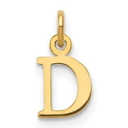 14k Yellow Gold Polished Finish Cut-Out Letter D Initial Design Charm Pendant