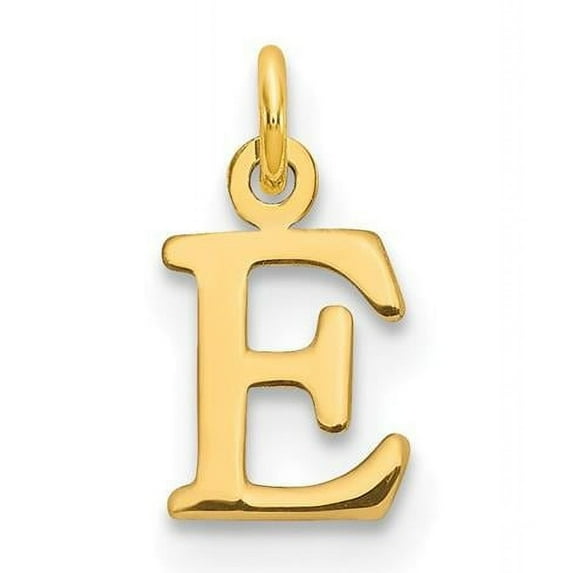 14k Yellow Gold Polished Finish Cut-Out Letter E Initial Design Charm Pendant