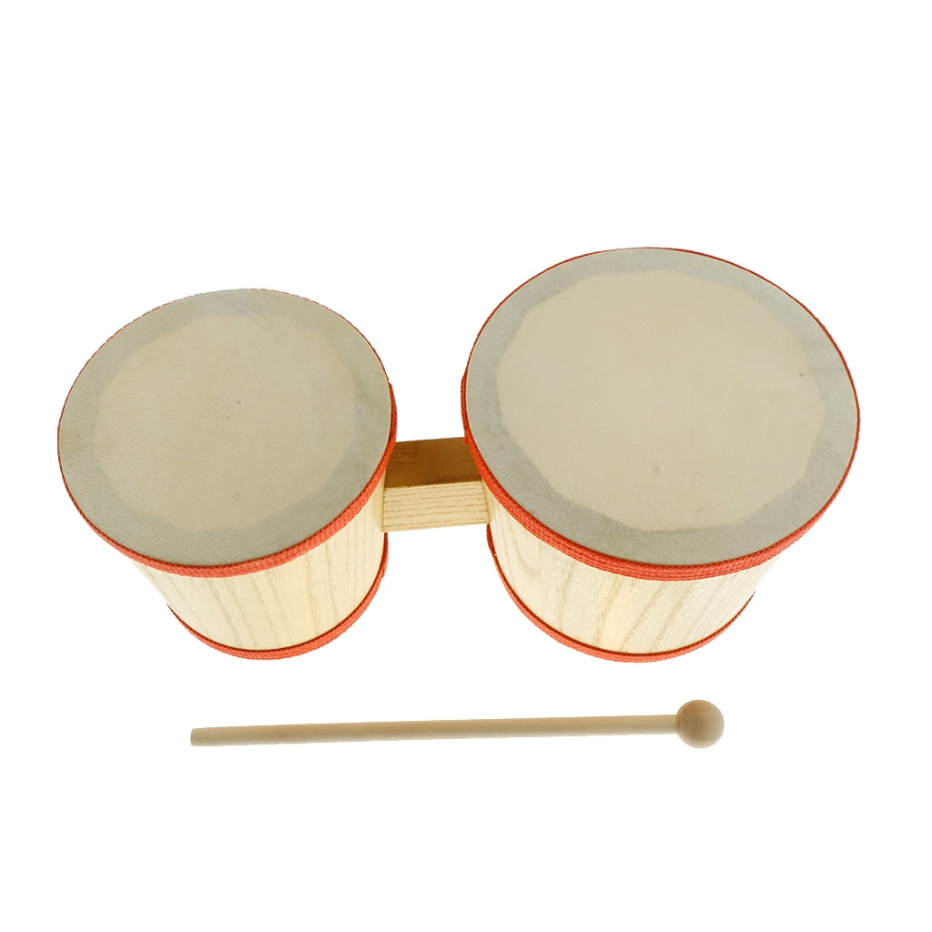 Finest Wooden Bongo Drums 4inch 5inch for Children Preschool Musical Rhythm Toys