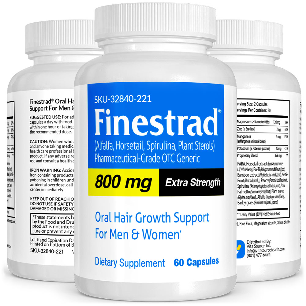 Finestrad Pharmaceutical Grade, Oral Hair Growth Products, Men & Women, Natural Alternative Finasteridee, 60Ct, Vitasource - image 1 of 6