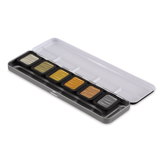 Finetec Premium Watercolor Pans Set - Set of 6, Pearlescent Antique Tones