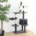 thumbnail image 1 of Finether 53.1" Muti-Tier Dark-Gray Cat Tree Towel, Cat Play Furniture with Sisal Covered Scratching Posts, Playhouse with Perches, Platforms, and Basket for Kitten to Climb, Play&Chase, 1 of 4