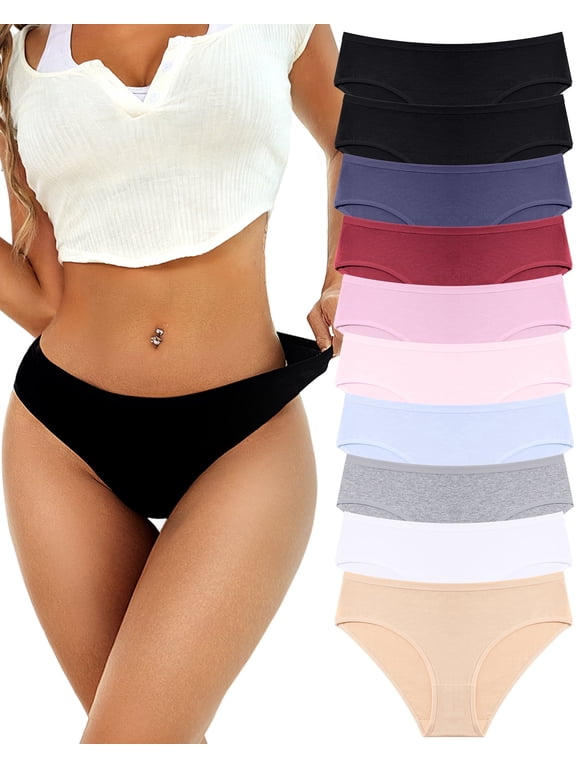 10 Pack Cotton Underwear for Women Hipster Panties Cheeky Soft Ladies Bikini Underwear M