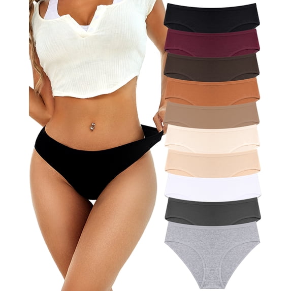 Finetoo 10 Pack Cotton Underwear for Women Hipster Panties Cheeky Soft Ladies Bikini Underwear S