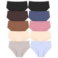 thumbnail image 1 of Finetoo 10 Pack Seamless Underwear for Women No Show Panties Briefs Mid Rise Hipster Cheeky Ladies Bikini XS-XL, 1 of 5