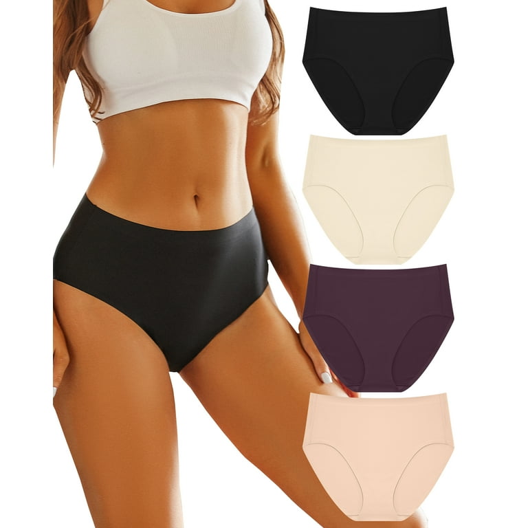 Finetoo 4 Pack Plus Size Underwear for Women Seamless High Waist Panties  Soft Stretch Invisible No Show Briefs M-3XL