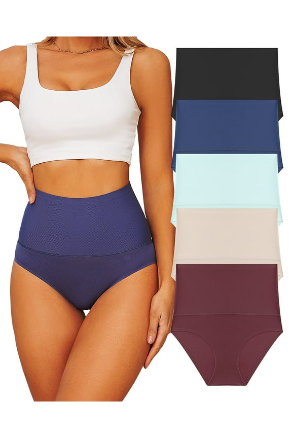 5 Pack Tummy Control Shapewear Underwear for Women High Waisteded Body Shaper Panties Butt Lifter Slimming Briefs Sport Breathable Panty for Ladies S-XXL