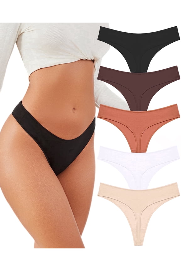 5 pack Cotton Underwear for Women Thongs for Women Panties M