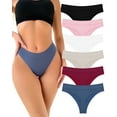 thumbnail image 1 of Finetoo 6 pack Seamless Thong for Women No Show High Waisted Thong Breathable Tangas Panties L, 1 of 4
