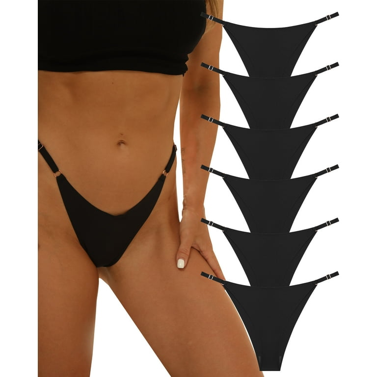 Finetoo 6 Pack Seamless Underwear for Women Cheeky Panties No Show High Cut  Low Rise Adjustable Womens Bikini Underwear 