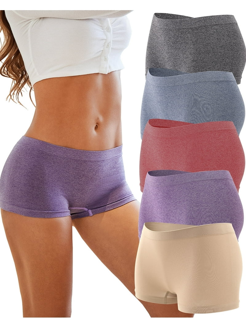 Finetoo Women's Boxer Underwear, Seamless Nylon Boyshorts, Stretch