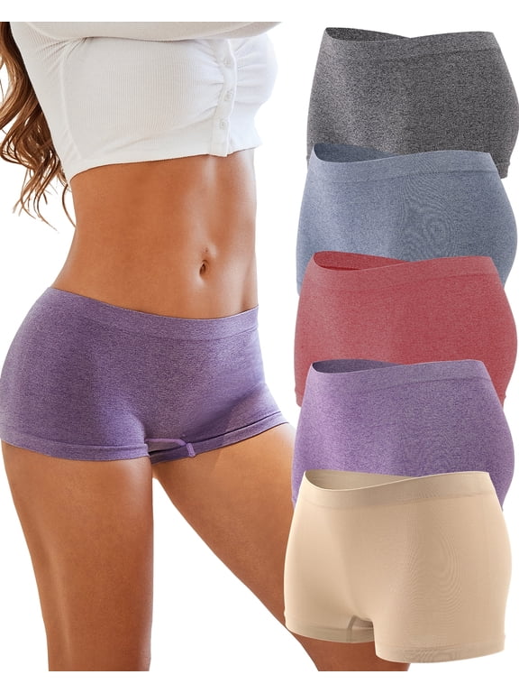Boxer Underwear For Women Seamless Boyshorts Panties Full Coverage Soft Stretch Boxer Briefs Ladies 5 Packs