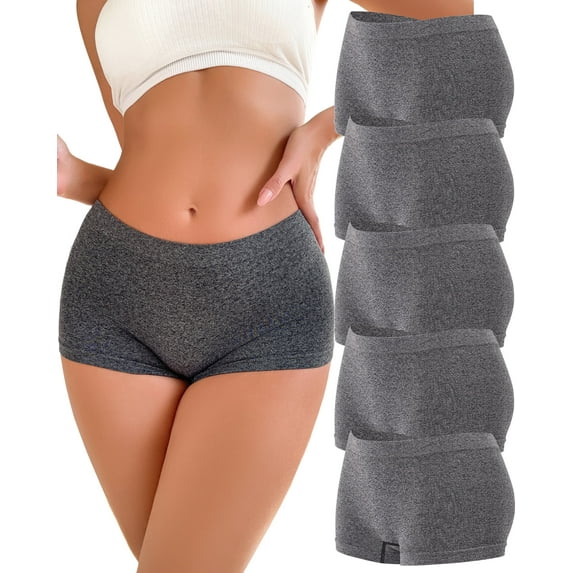 Finetoo Boxer Underwear For Women Seamless Boyshorts Panties Full Coverage Soft Stretch Boxer Briefs Ladies 5 Packs