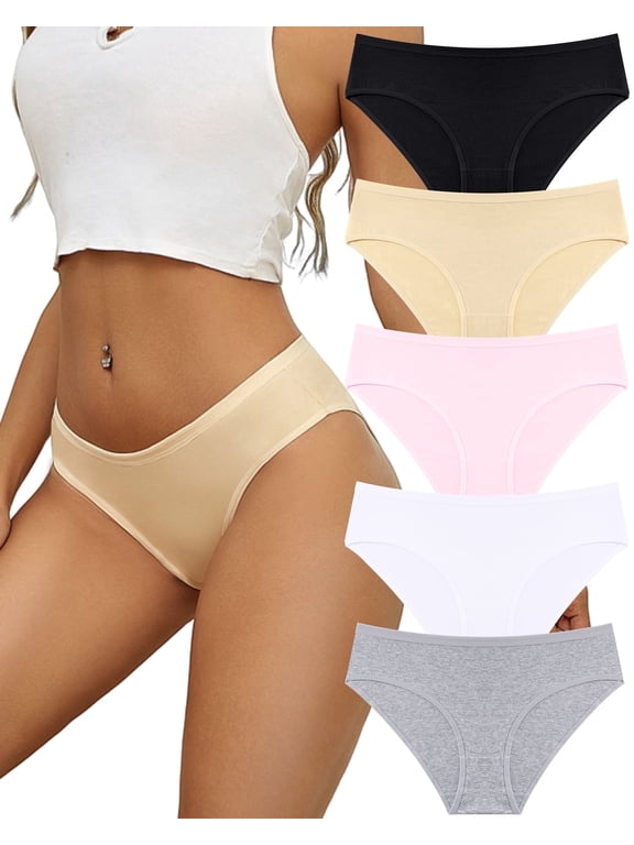 Cotton Underwear for Women Hipster Breathable Panties Cheeky Stretch Soft Ladies Bikini Underwear 5 pack M