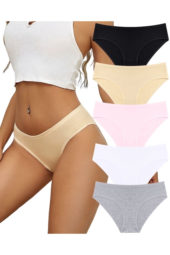 Cotton Underwear for Women Hipster Breathable Panties Cheeky Stretch Soft Ladies Bikini Underwear 5 pack M