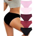 thumbnail image 1 of Finetoo Cotton Underwear for Women Hipster Breathable Panties Cheeky Stretch Soft Ladies Bikini Underwear 5 pack L, 1 of 6