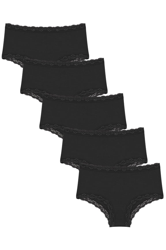 Cotton Underwear for Women Lace Edge Bikini Pack Cheeky Panties Brief 5 Pack S-XXL