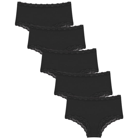 Finetoo Cotton Underwear for Women Lace Edge Bikini Pack Cheeky Panties Brief 5 Pack S-XXL