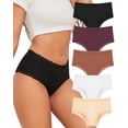 thumbnail image 1 of Finetoo Cotton Underwear for Women Lace Edge Bikini Pack Cheeky Panties Brief 5 Pack XXL, 1 of 6