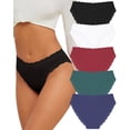 thumbnail image 1 of Finetoo Cotton Underwear for Women Pack Lace Cheeky Bikini Panties Breathable Brief Ladies Hipster 5 Pack XL, 1 of 6