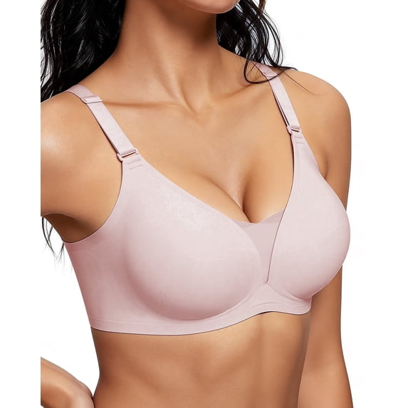 Finetoo Seamless Bras for Women Full Coverage Adjustable Wireless Lace Bra