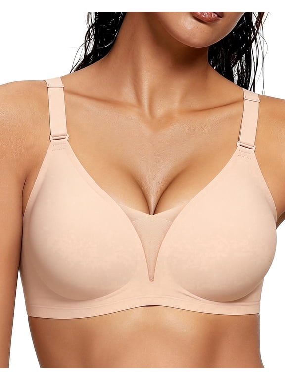 Seamless Bras for Women Full Coverage Adjustable Wireless Lace Bra