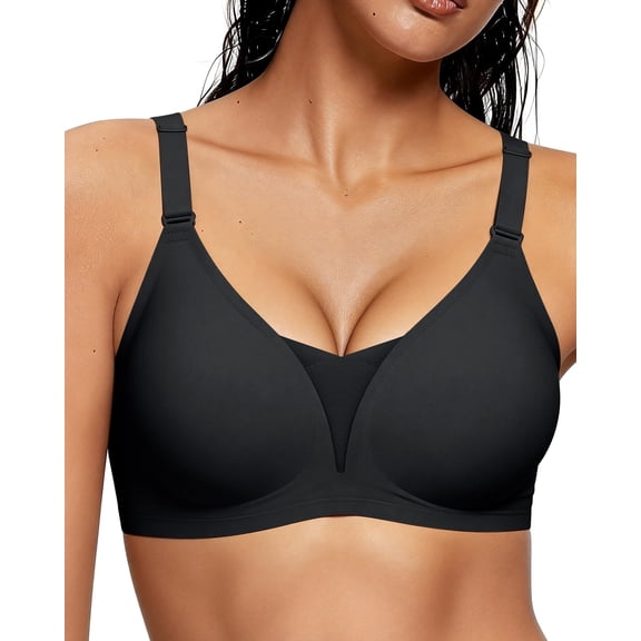 Finetoo Seamless Bras for Women Full Coverage Adjustable Wireless Lace Bra