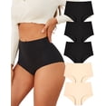thumbnail image 1 of Finetoo High Waisted Seamless Underwear for Women Tummy Control Bikini Cheeky No Show Breathable Briefs Ladies Panties 5 Pack S, 1 of 7