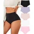 thumbnail image 1 of Finetoo High Waisted Seamless Underwear for Women Tummy Control Bikini Cheeky No Show Breathable Briefs Ladies Panties 5 Pack S, 1 of 7