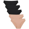 thumbnail image 1 of Finetoo Seamless Underwear For Women No Show Stretch Bikini Panties Soft Hipster Briefs XS-XL 5 Pack, 1 of 5