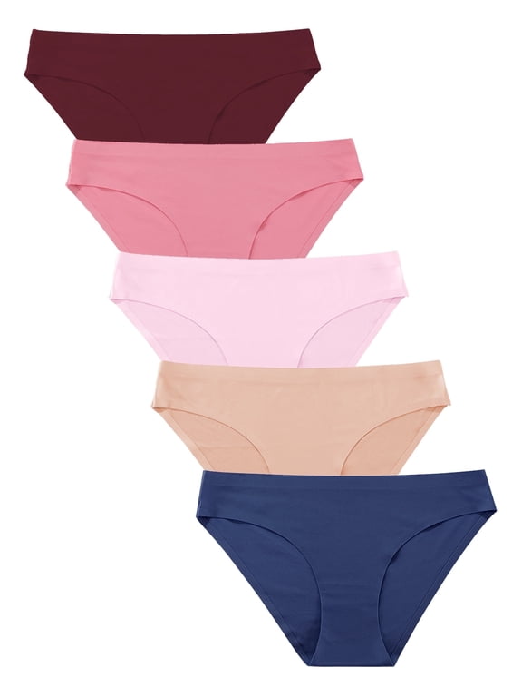 Seamless Underwear For Women No Show Stretch Bikini Panties Soft Hipster Briefs XS-XL 5 Pack